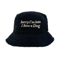 BLACK I SAW A DOG TERRY TOWEL BUCKET HAT