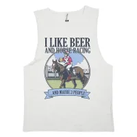 BEER & HORSE RACING WHITE TANK