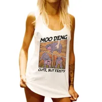 MOO DENG WOMENS WHITE SINGLET