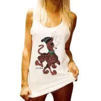 STONED SCOOBY WOMENS WHITE SINGLET