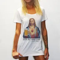 DRUNK CHRIST ORIGINAL STYLE WOMENS WHITE TEE