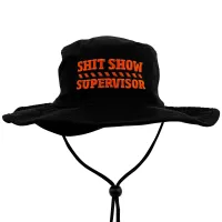 BLACK SUPERVISOR WIDE BRIM HAT WITH HI VIS EMBROIDERY