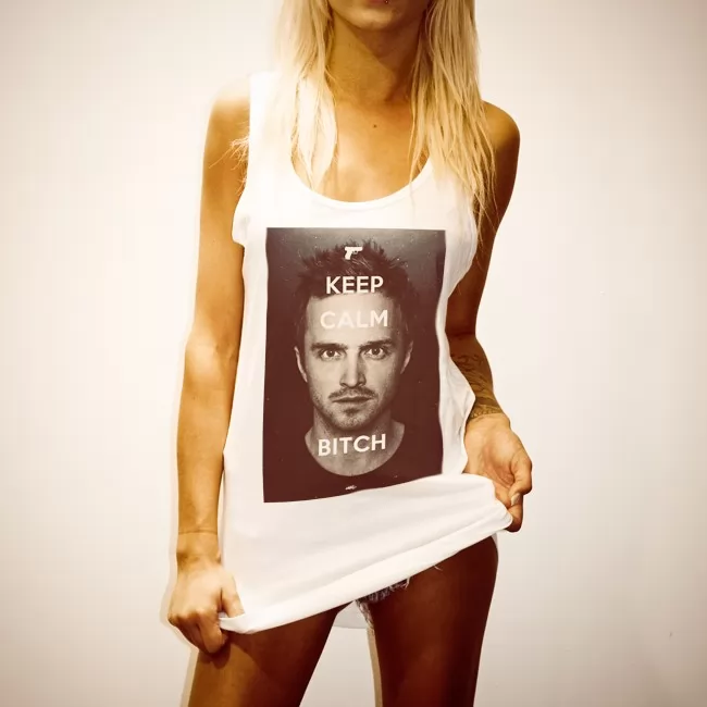 PINKMAN BITCH WOMENS WHITE SINGLET