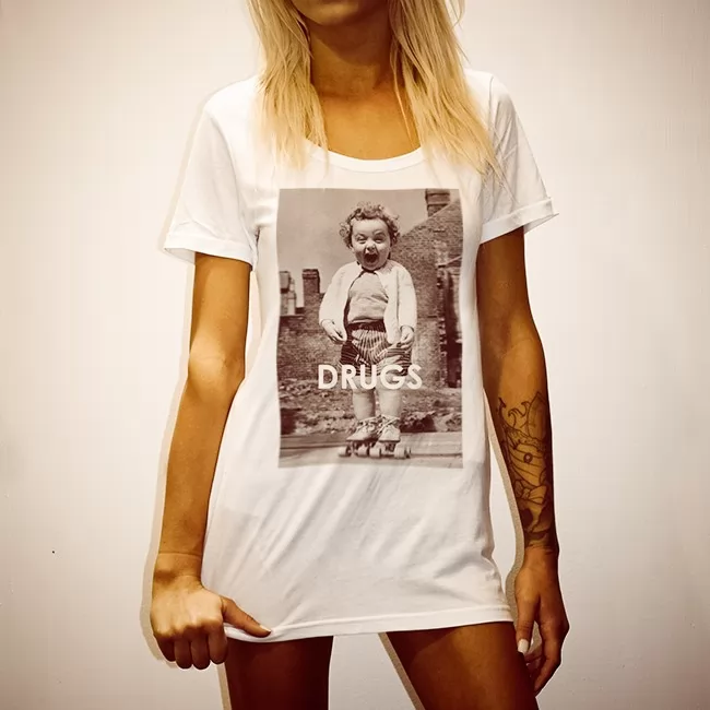 DRUGS ORIGINAL STYLE WOMENS WHITE TEE