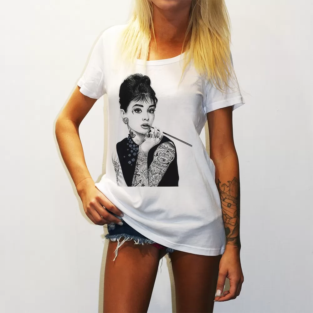 HEPBURN ORIGINAL STYLE WOMENS WHITE TEE