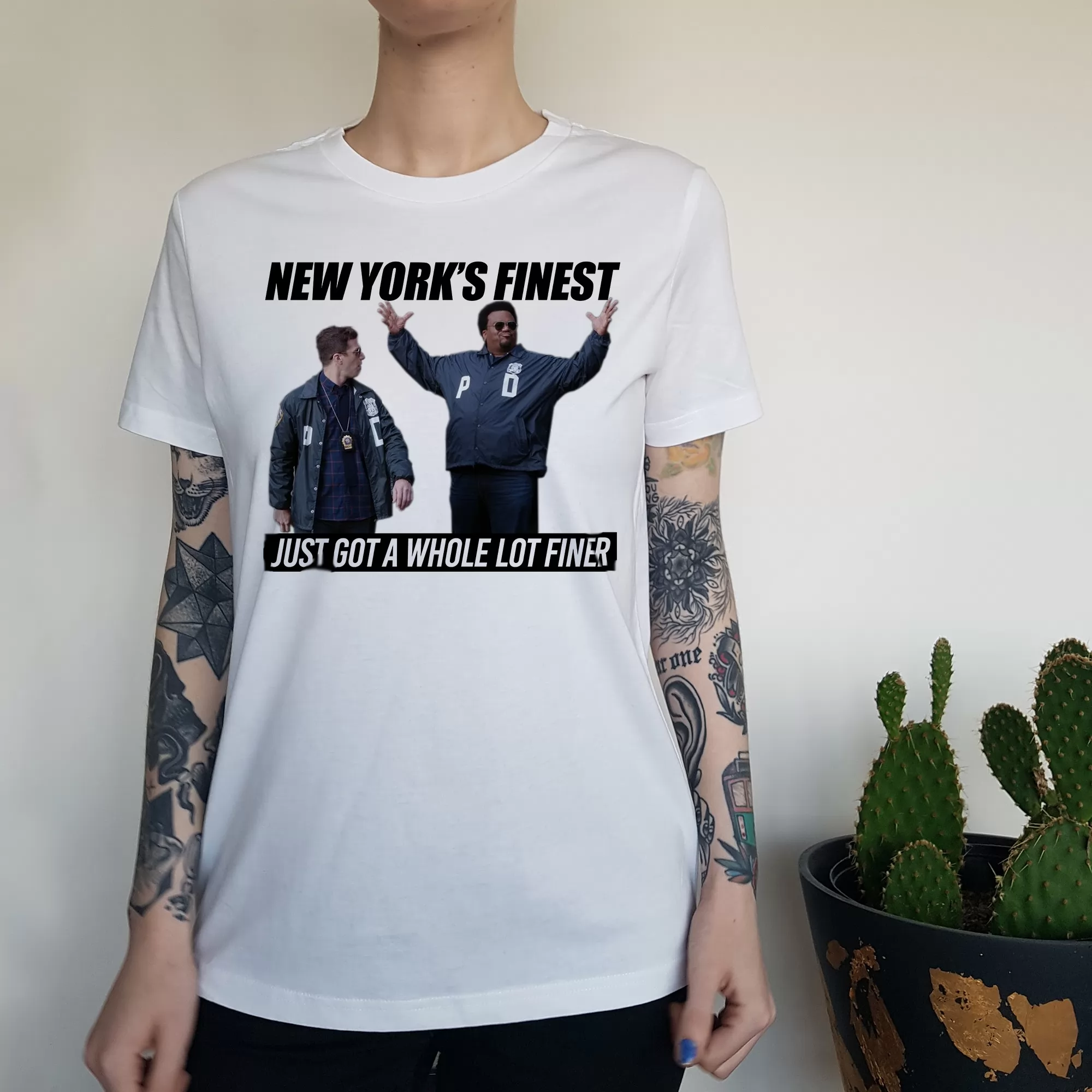 NEW YORKS FINEST NEW STYLE WOMENS WHITE TEE