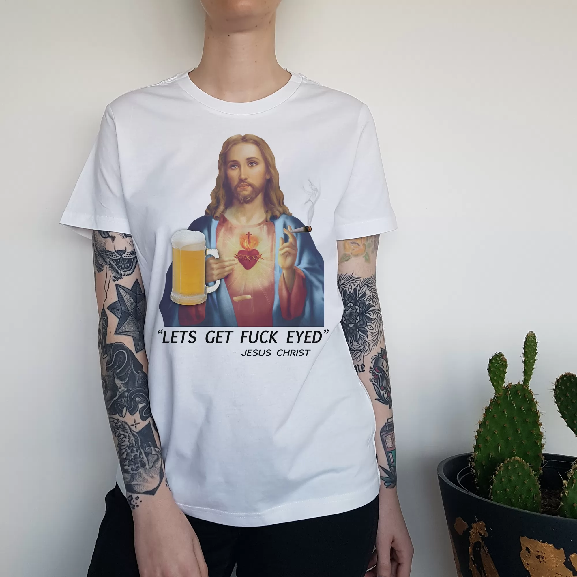 DRUNK CHRIST NEW STYLE WOMENS WHITE TEE