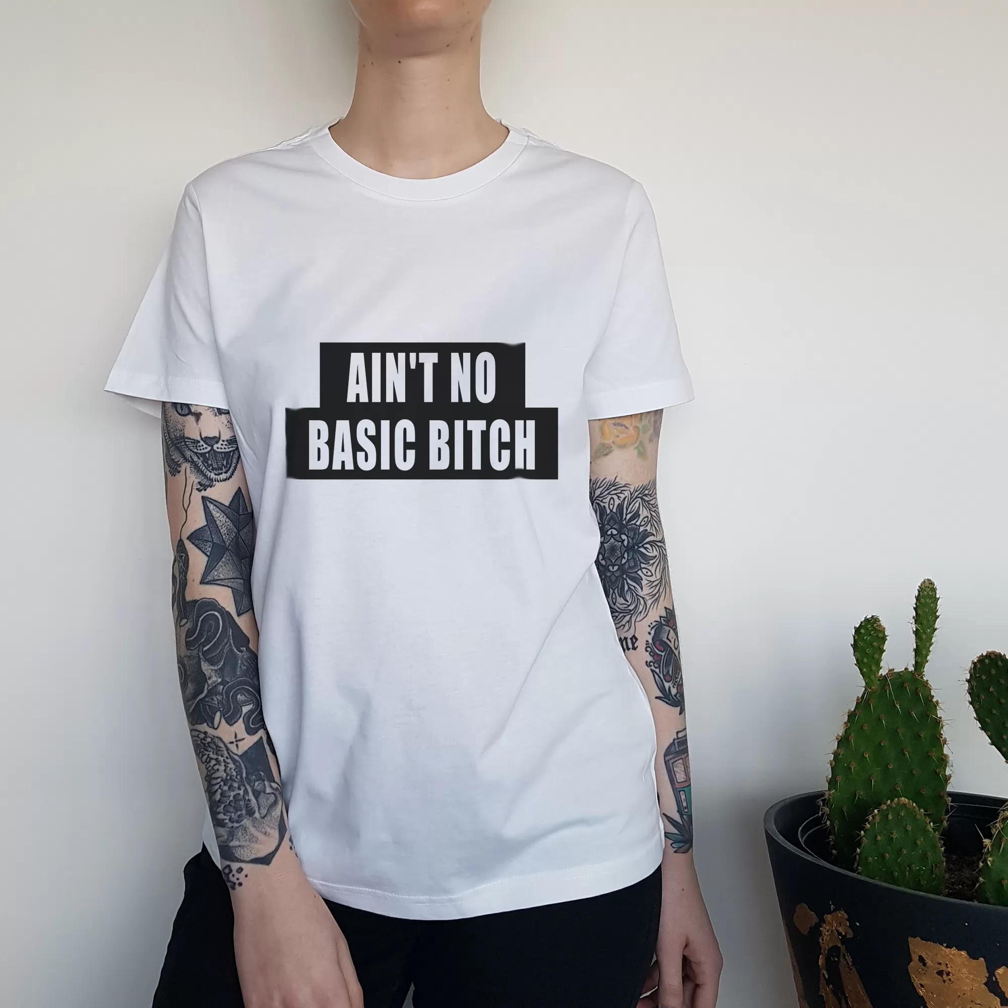 BASIC BITCH NEW STYLE WOMENS WHITE TEE