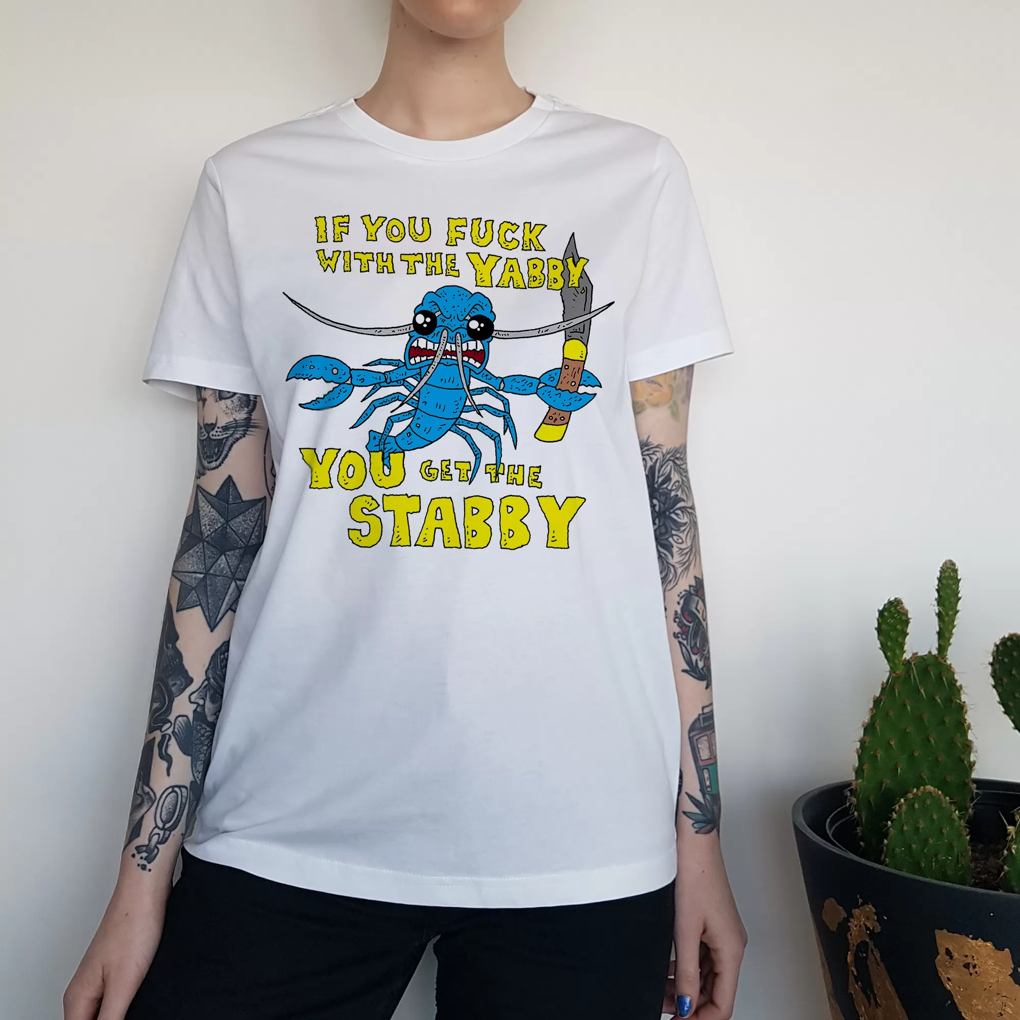 YABBY STABBY NEW STYLE WOMENS WHITE TEE