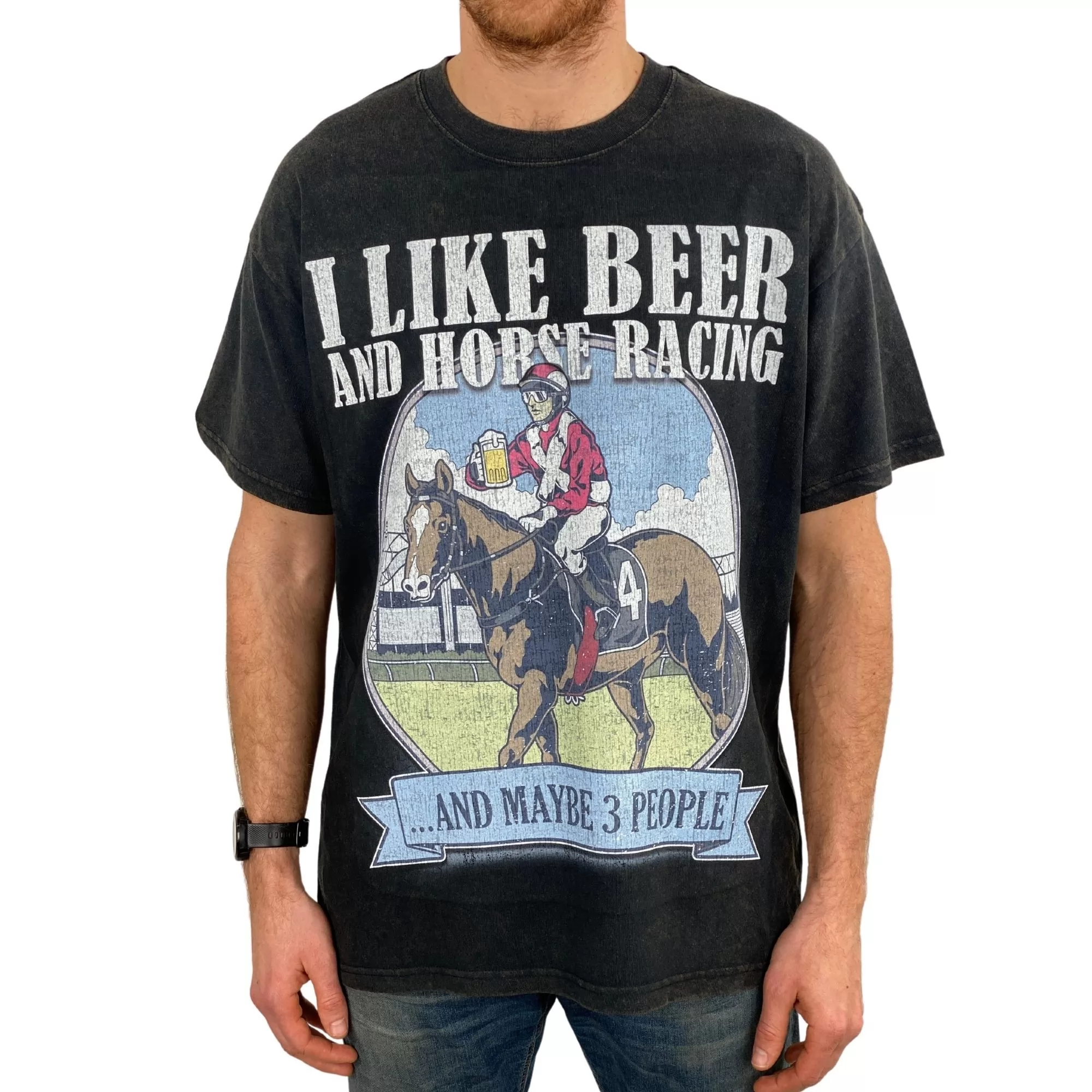 VINTAGE BEER AND HORSE RACING T-SHIRT