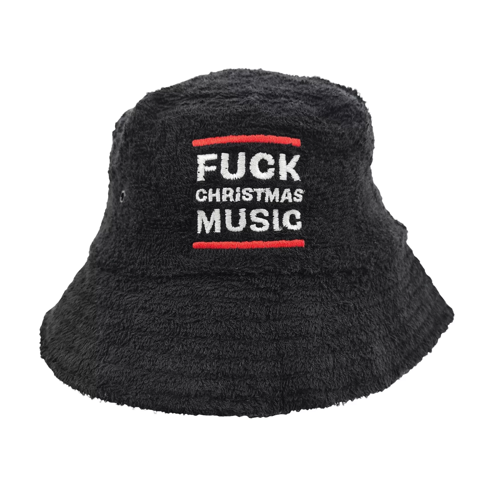 CHRISTMAS MUSIC BLACK TERRY TOWEL BUCKET HAT