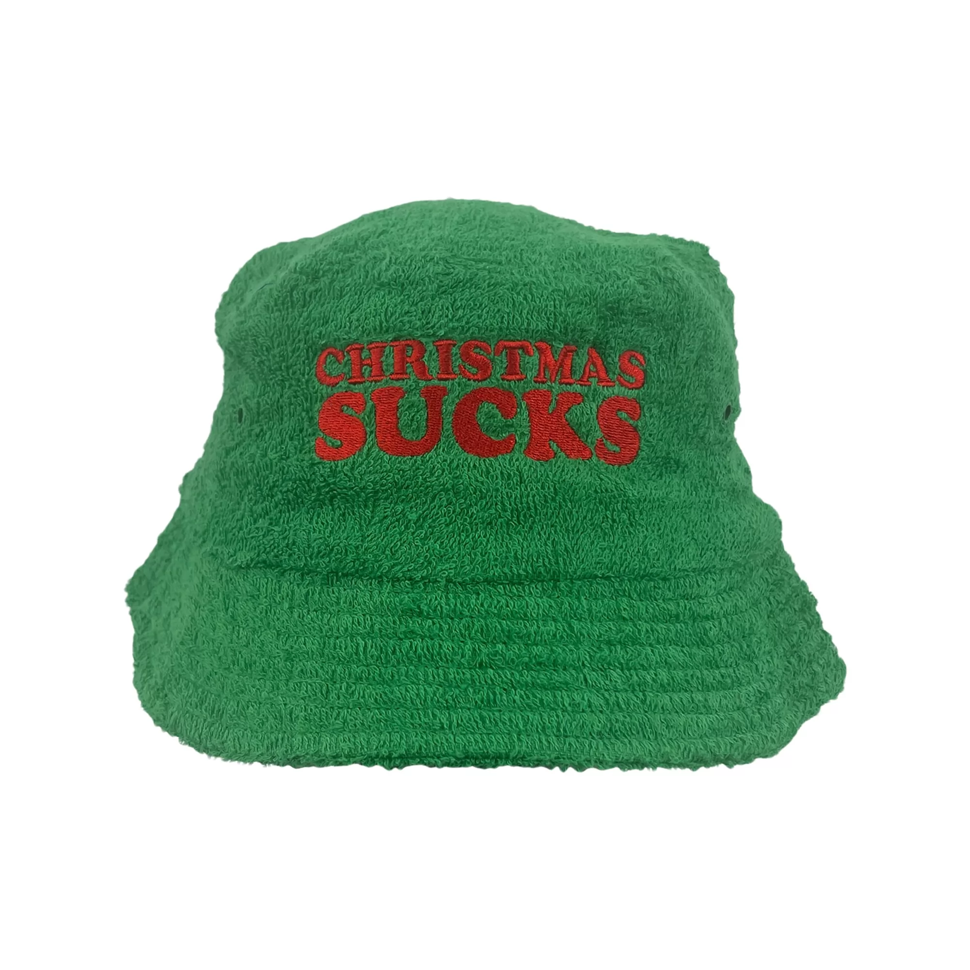 CHRISTMAS SUCKS GREEN TERRY TOWEL BUCKET HAT