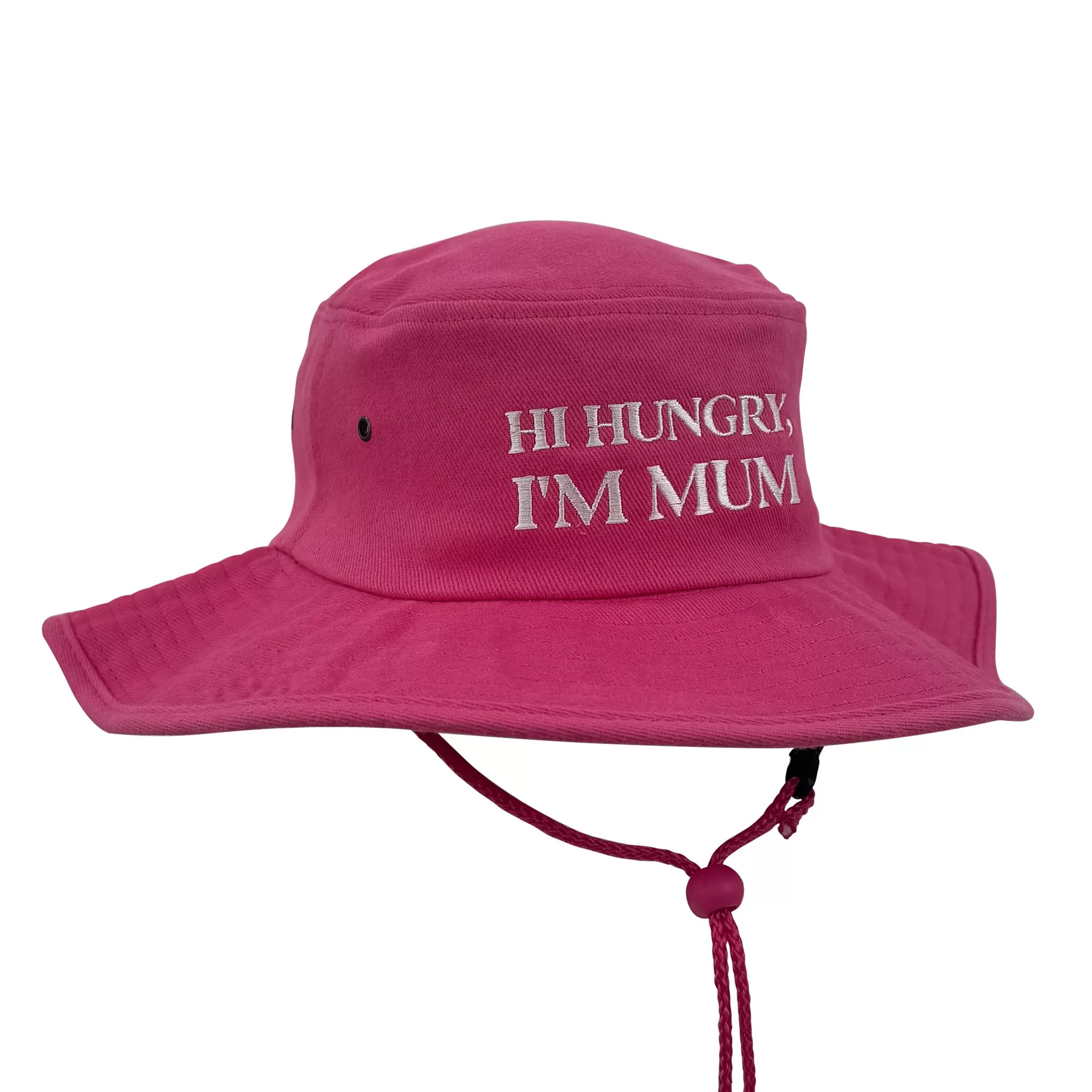 HI HUNGRY I'M MUM PINK WIDE BRIM HAT