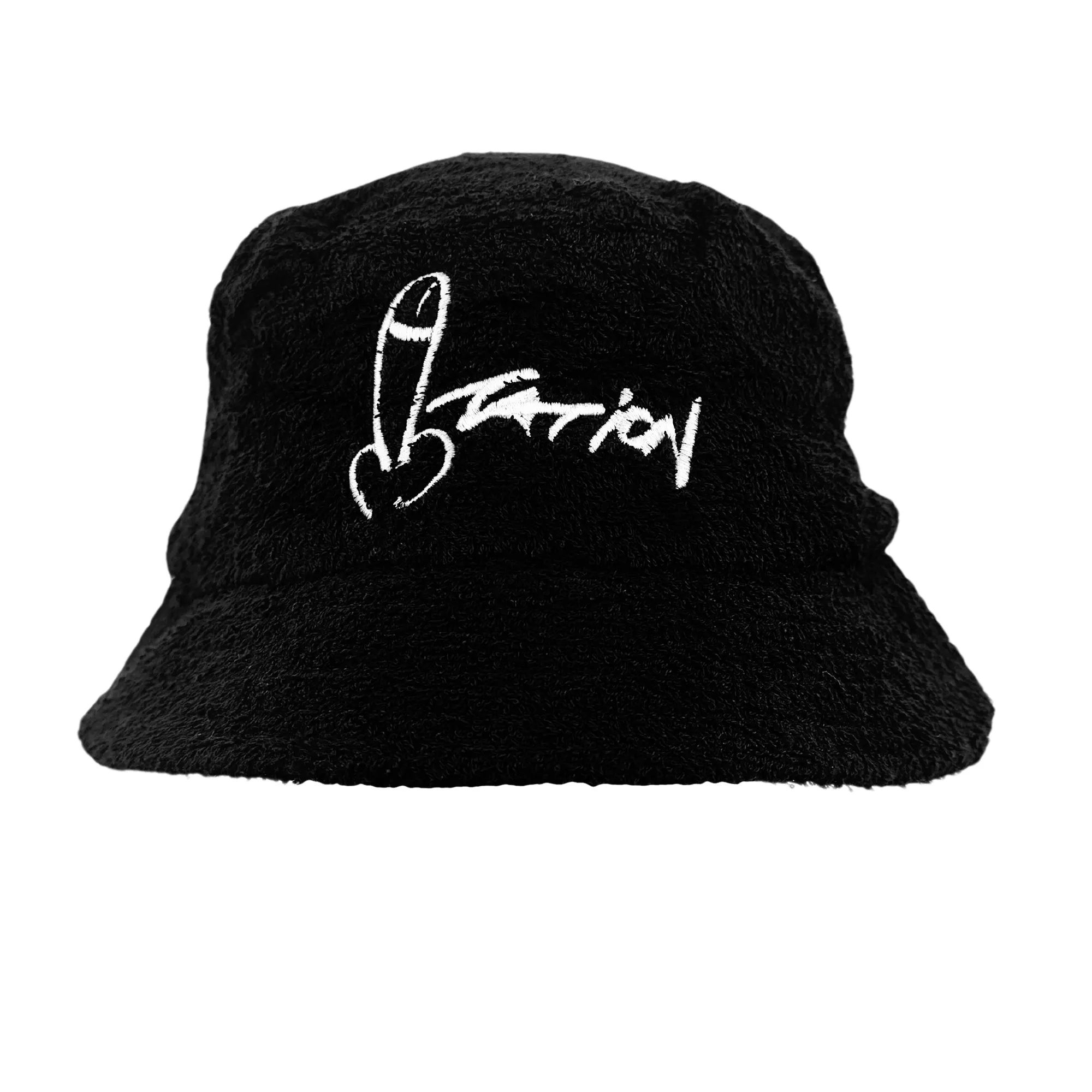 BLACK DICTATION TERRY TOWEL BUCKET HAT