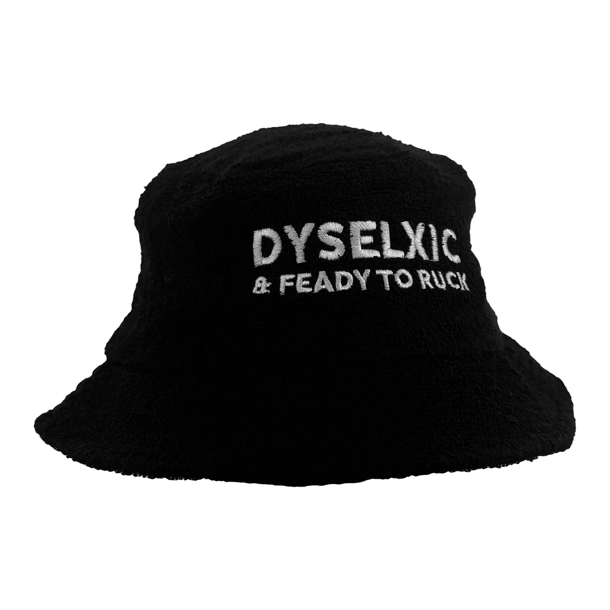 DYSLEXIC BLACK TERRY TOWEL BUCKET HAT