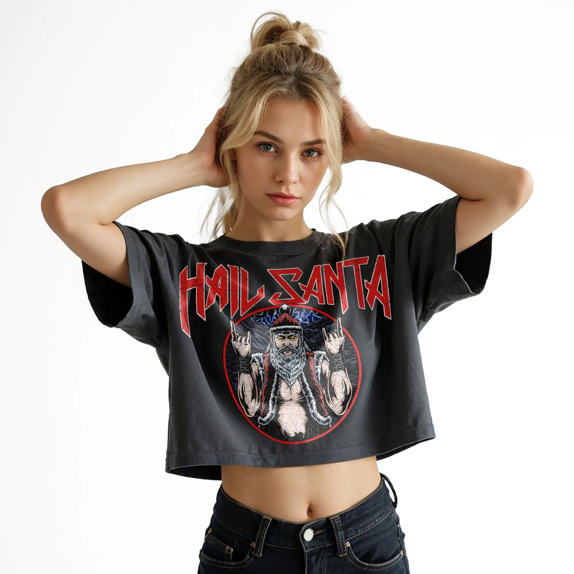 VINTAGE HAIL SANTA CROP TOP