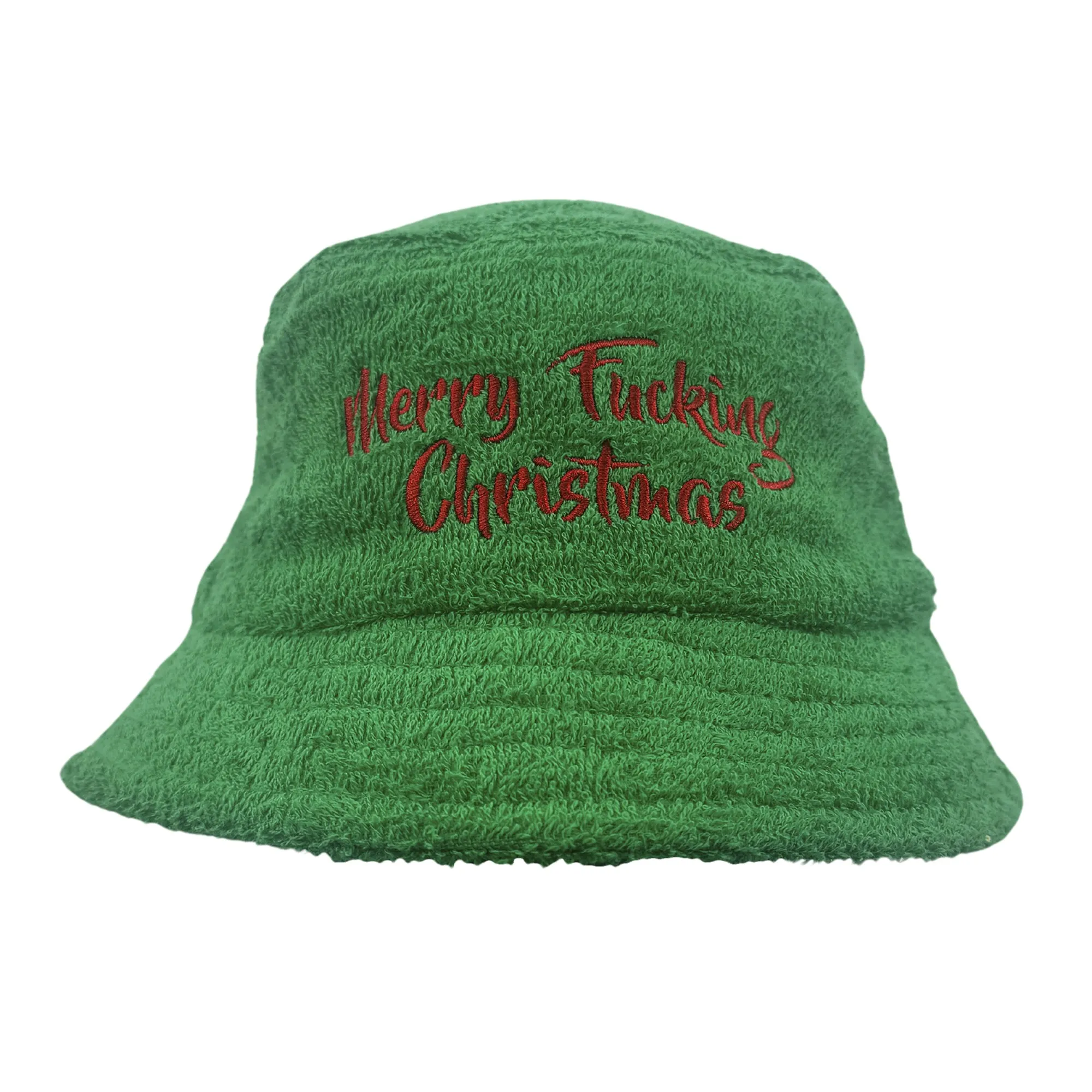 GREEN MERRY FKN XMAS TERRY TOWEL BUCKET HAT