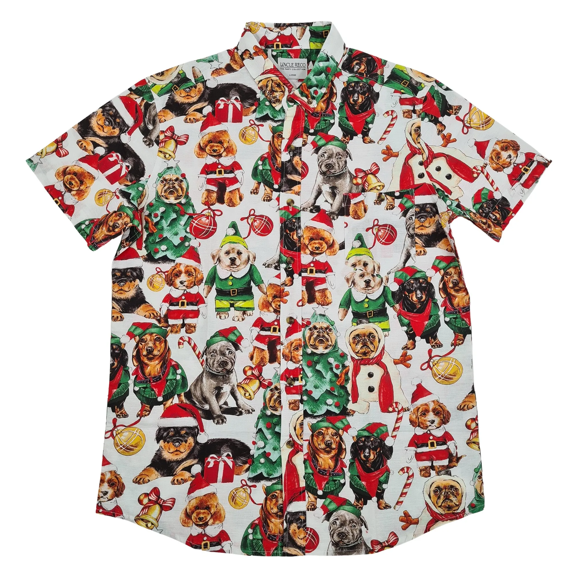 SANTA PAWS LINEN BUTTON UP SHIRT