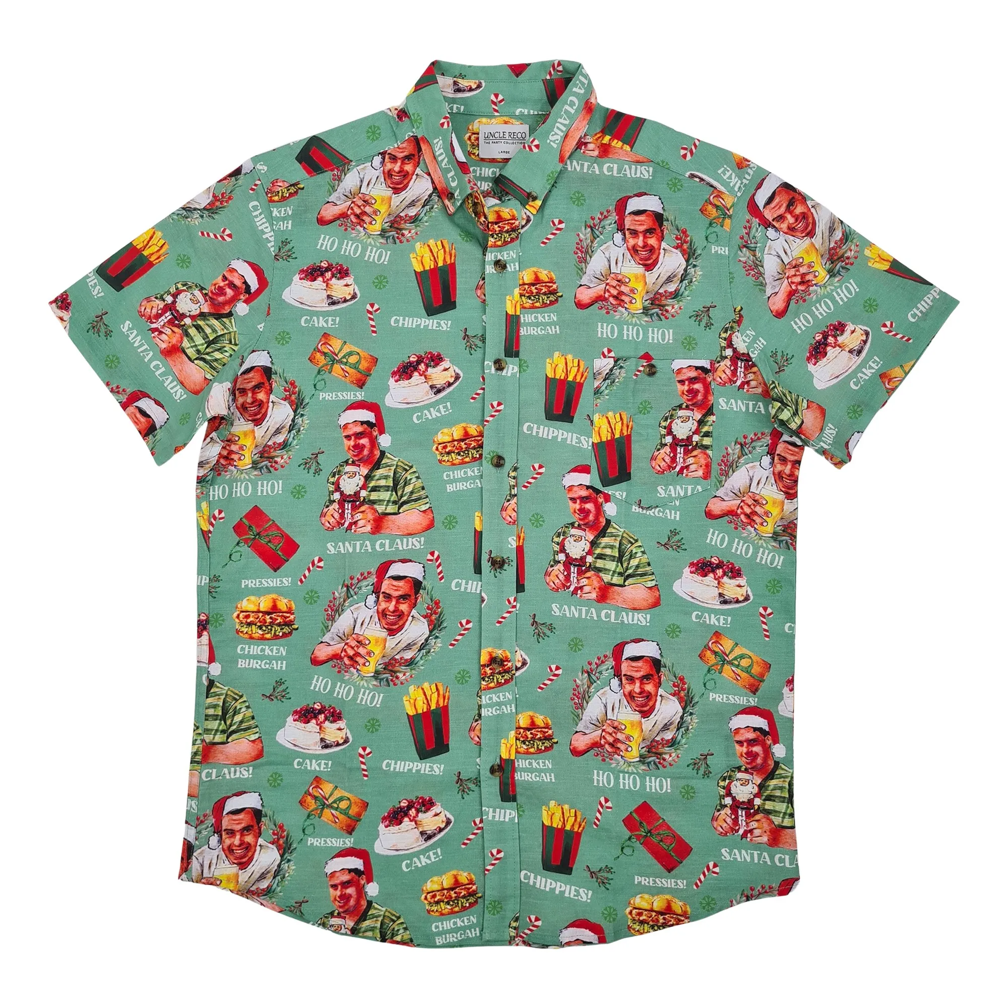 MERRY CHICKEN BURGAH XMAS BUTTON UP SHIRT