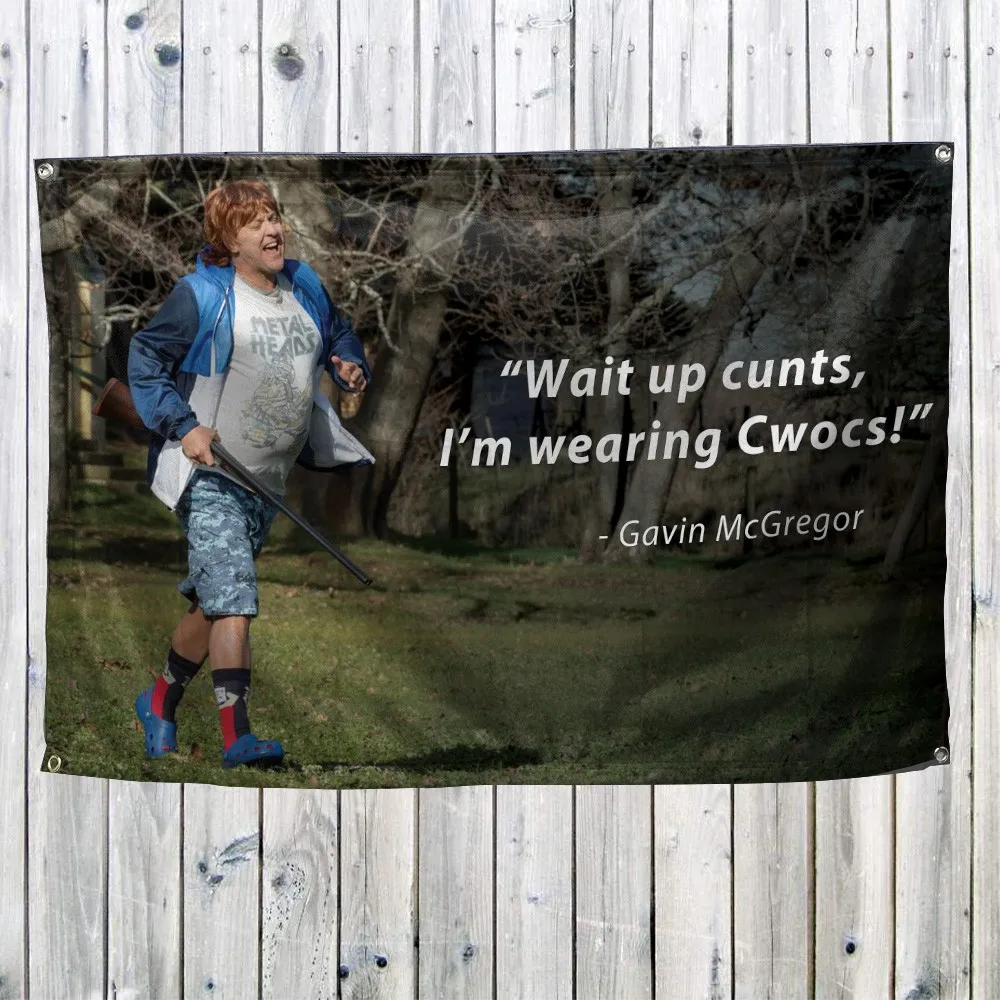 GAVIN WEARING CWOCS WALL HANGING