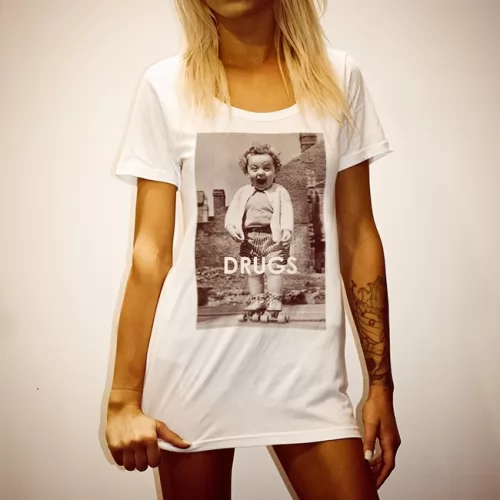 DRUGS WHITE WOMENS TEE