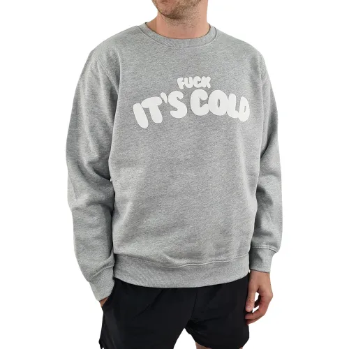 IT'S COLD PUFF PRINT GREY CREW