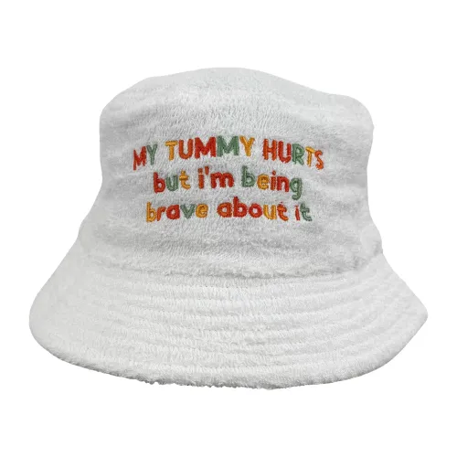 MY TUMMY HURTS WHITE TERRY TOWEL BUCKET HAT