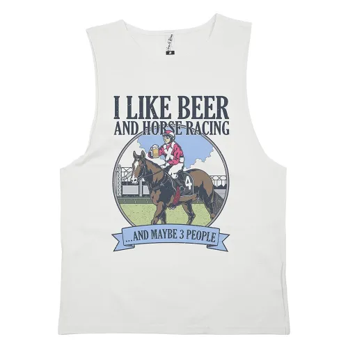 BEER & HORSE RACING WHITE TANK