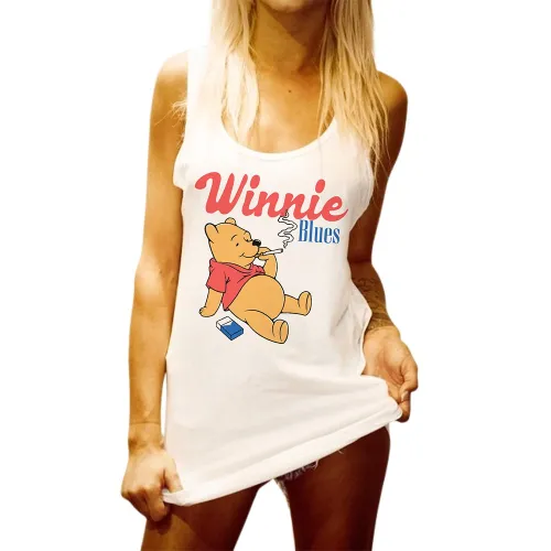 WINNIE BLUES WOMENS WHITE SINGLET