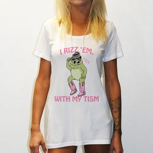 RIZZ EM ORIGINAL STYLE WOMENS WHITE TEE