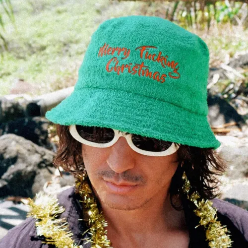 GREEN MERRY FKN XMAS TERRY TOWEL BUCKET HAT