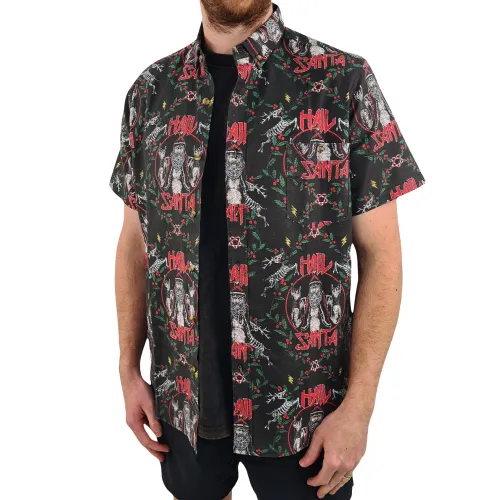 HAIL SANTA LINEN BUTTON UP SHIRT